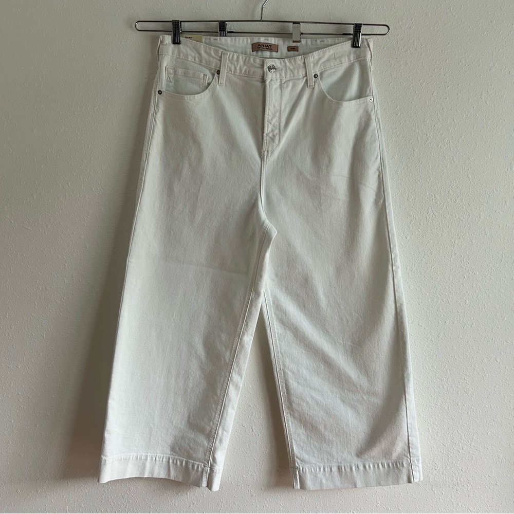 Ariat Wide Leg Jeans Women's Size 33 White Denim Ultra High Rise Stretch Western